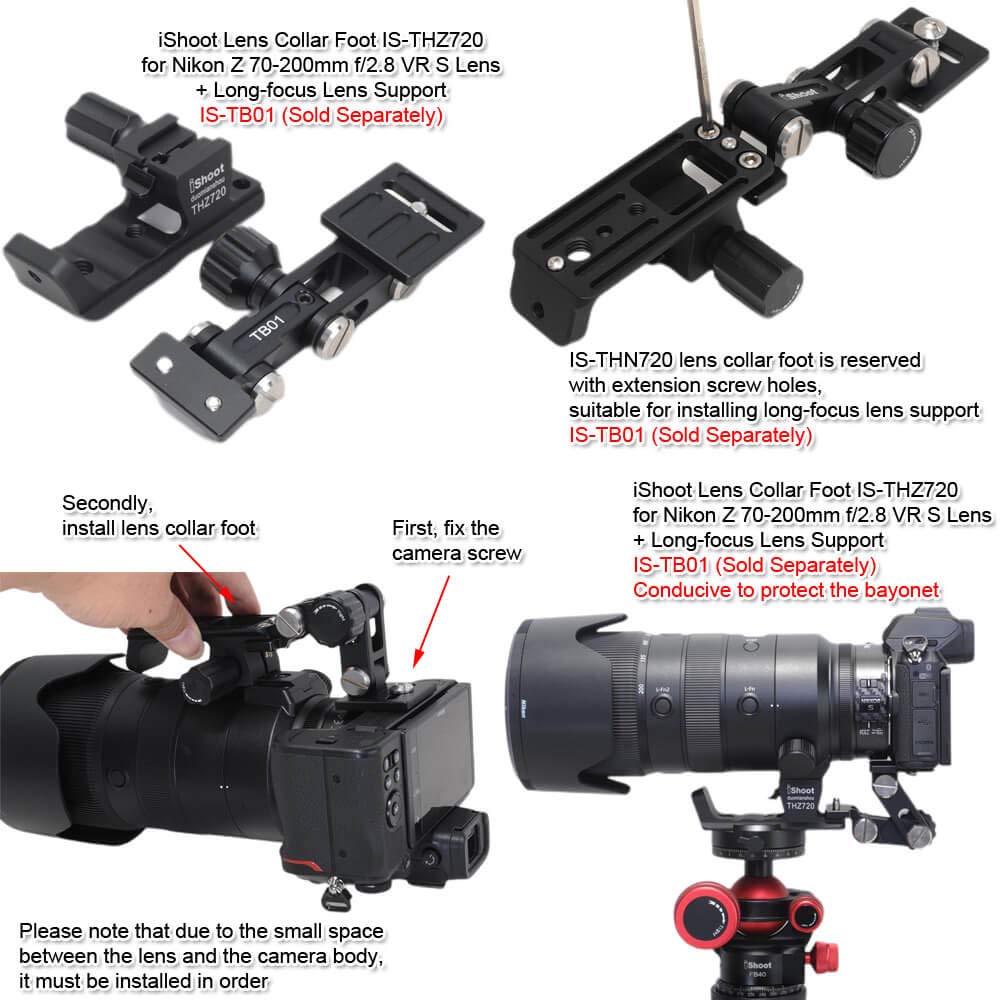 iShoot Camera Ring Tripod Mount Tripod Mount Ring Lens Support Collar Lens Bracket Collar Tripod Socket Compatible with Nikon Nikkor Z VR Ball Head