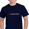 T-shirt in Cotone Blu Navy con Logo Bianco Rosso Brussels Airlines Appassionato di Aviazione Belgio
