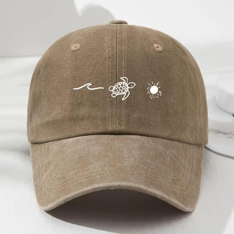 Unisex verstellbare Baseballkappe mit Wellen-Schildkröten-Sonnen-Design, leicht, atmungsaktiv und stilvoll für Outdoor-Aktivitäten