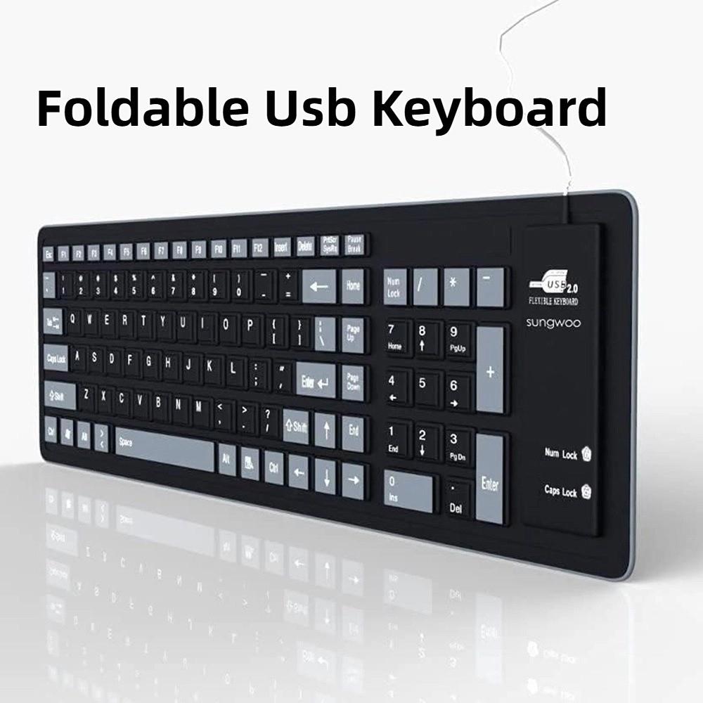 Soft Silicone Flexible Keyboard Foldable Wired Keyboard Colorful USB Keyboard  Home Use
