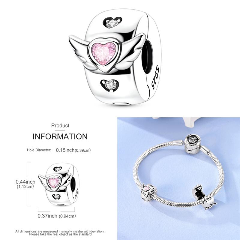 Cat Butterfly Daisy CZ Pave Clip Charm Bead Components Positioning Buckle Copper Metal Silicone Spacer Bead Components Compatible With Authentic