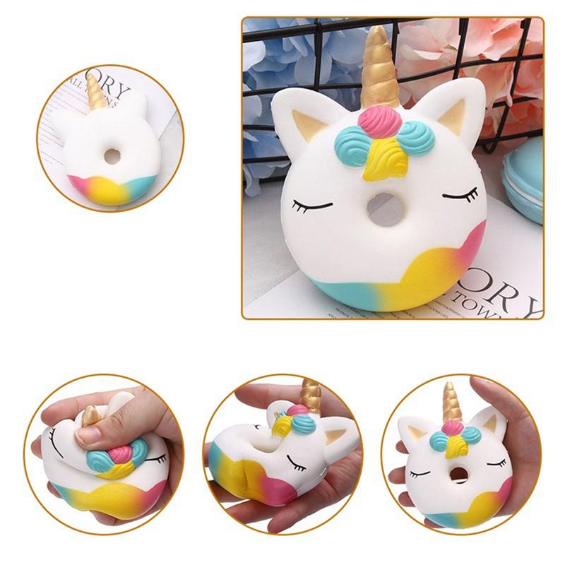 Jumbo Kawaii Einhorn Donut Squishy Kuchen Brot Squishies Cremeduft Langsam aufsteigendes Quetschspielzeug Kinder Weihnachten Geburtstag Geschenk 13*9 CM