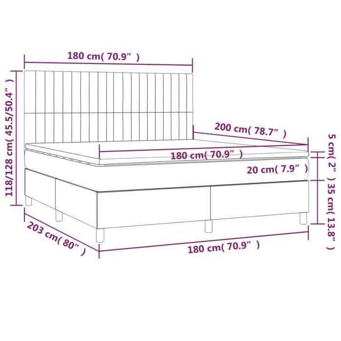 VidaXL Slatted Bed Base with Mattress and LED, Upholstered Bed, Double Bed, Adult Bed for Interior Bedroom, 3135614