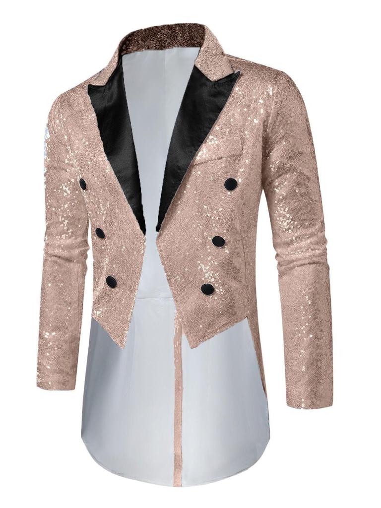 Men's Sequin Tuxedo Suit for Banquet, Nightclub, and Performance