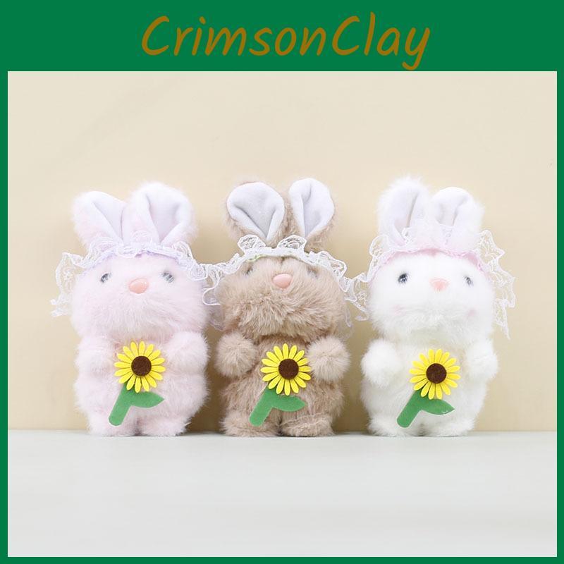 Bunny Flower Holding Plush Doll Keychain Cartoon Plush Toy Decoration Bag