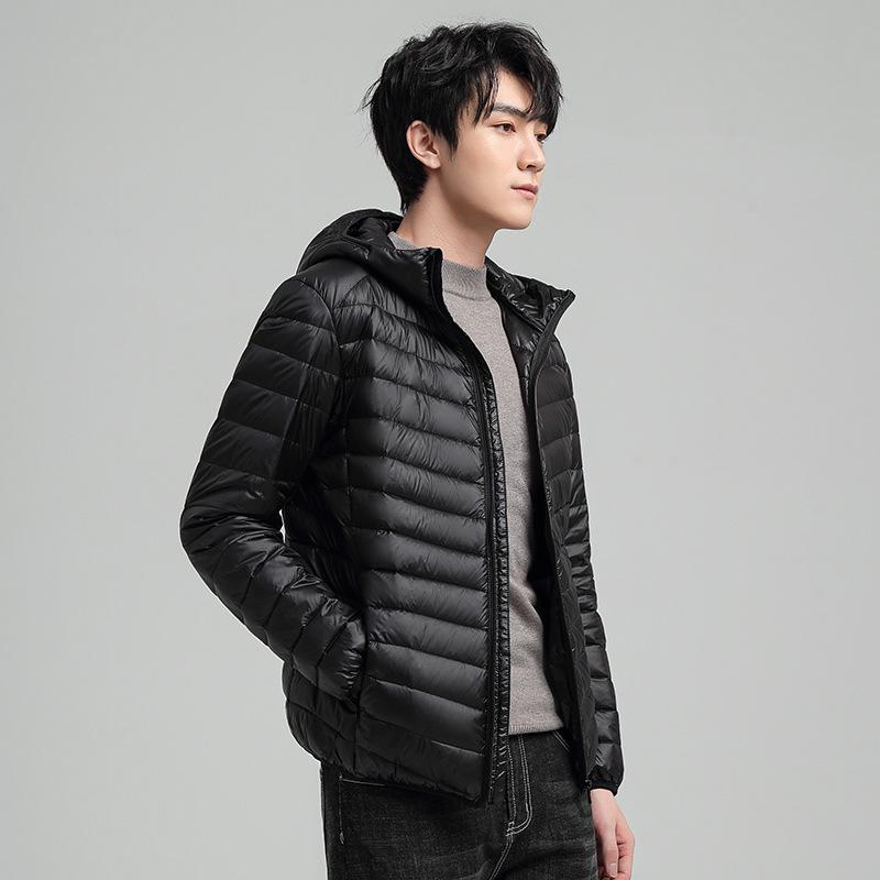Trendy Men's Hooded Lightweight Down Jacket - 90% White Duck, Perfect for Spring & Autumn