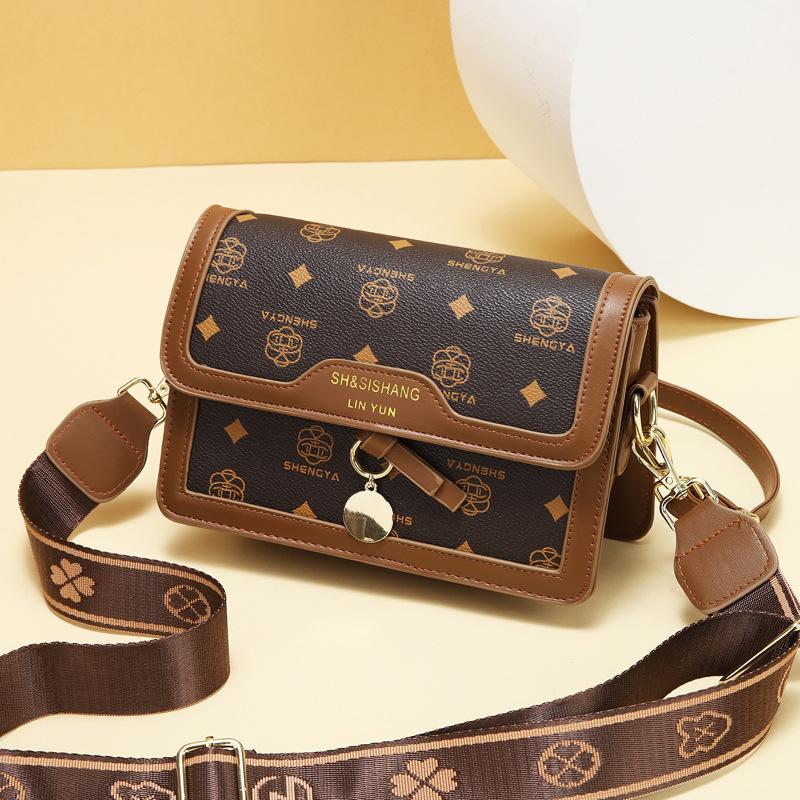 New High Appearance Level Splicing Small Square Bag Senior Sense Printed Backpack Large Capacity Fashion All-matching Shoulder Bag