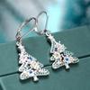Huitan Fashion Christmas Tree Drop Earrings Creative Gorgeous Women Piercing Accessories Lovely Charming Colorful Party