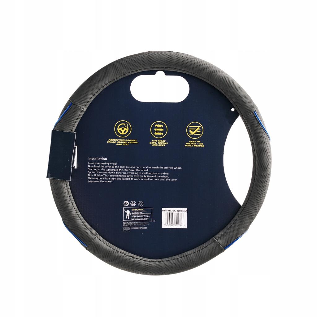 MICHELIN Steering Wheel Cover Black / Blue 36.8-39.4cm