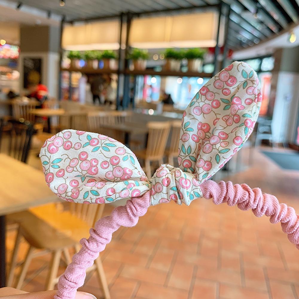 Retro Rabbit Ears Girls Kids Flowers Printed Hairband Hair Hoops Hair Accessories Bowknot Headband