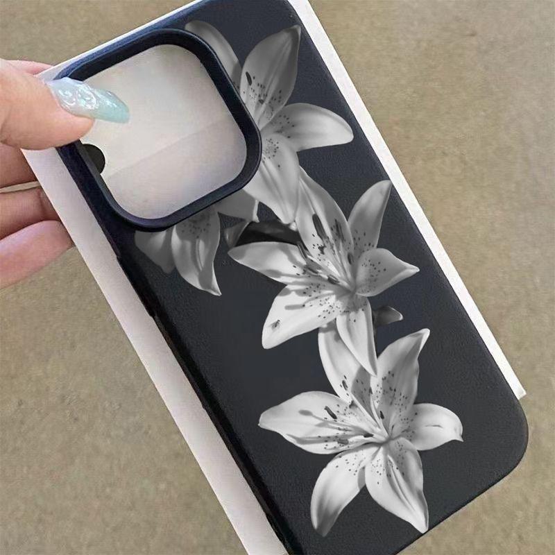 White Lily Lichee Pattern Phone Case For iPhone 17 16 15 14 13 12 11 Pro Max XS XR Plus 17 Air 16 17 Pro Soft SIlicone TPU Cover