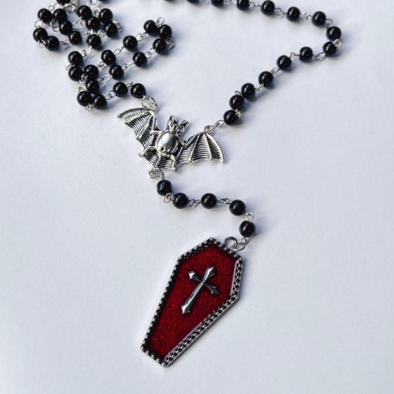 Y2K Dark Style Bat Cross Necklace - Personalized Trendy Sweater Chain