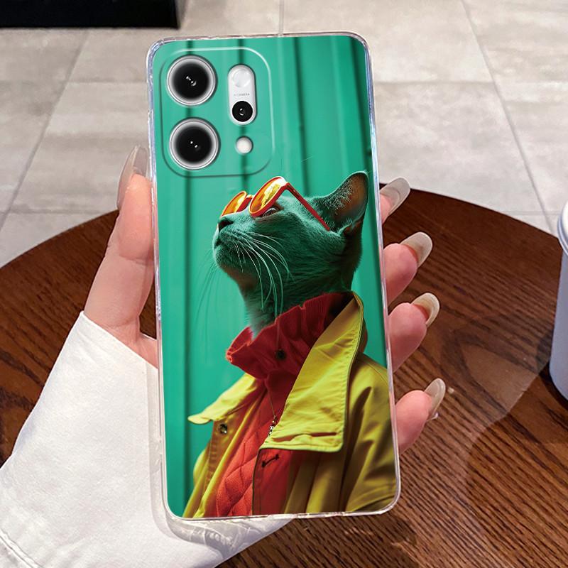 Casing For Oppo Reno14 / Reno 14F / Reno 14 Pro Clear Silicone Jelly Soft TPU Back Cover Cute Rabbit Cat Dinasaur Phone Case