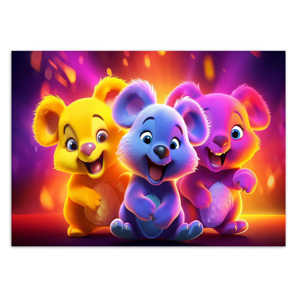 Canvas print, Neon bears abstract