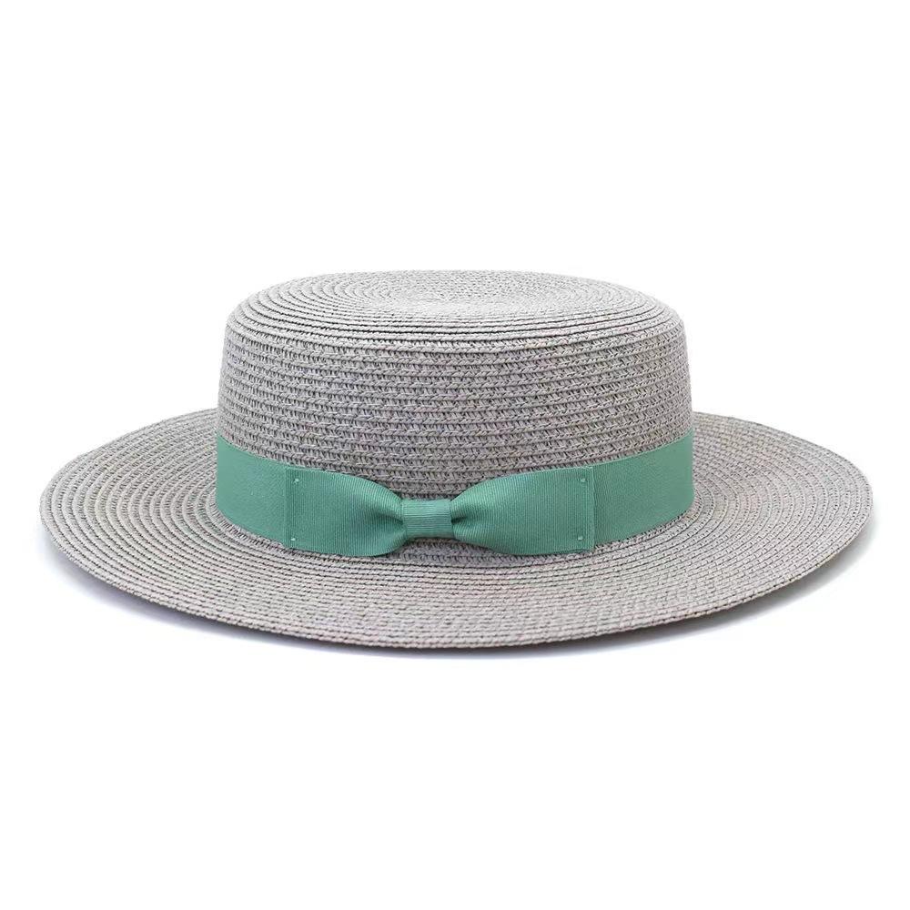Men and women's new outdoor seaside sunshade bow big eaves flat top straw hat beach stage top hat