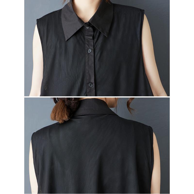 DIMANAF New 2025 Plus Size Summer Dress Women Lace Vintage Casual Buttons Sleeveless Loose Dress Maxi