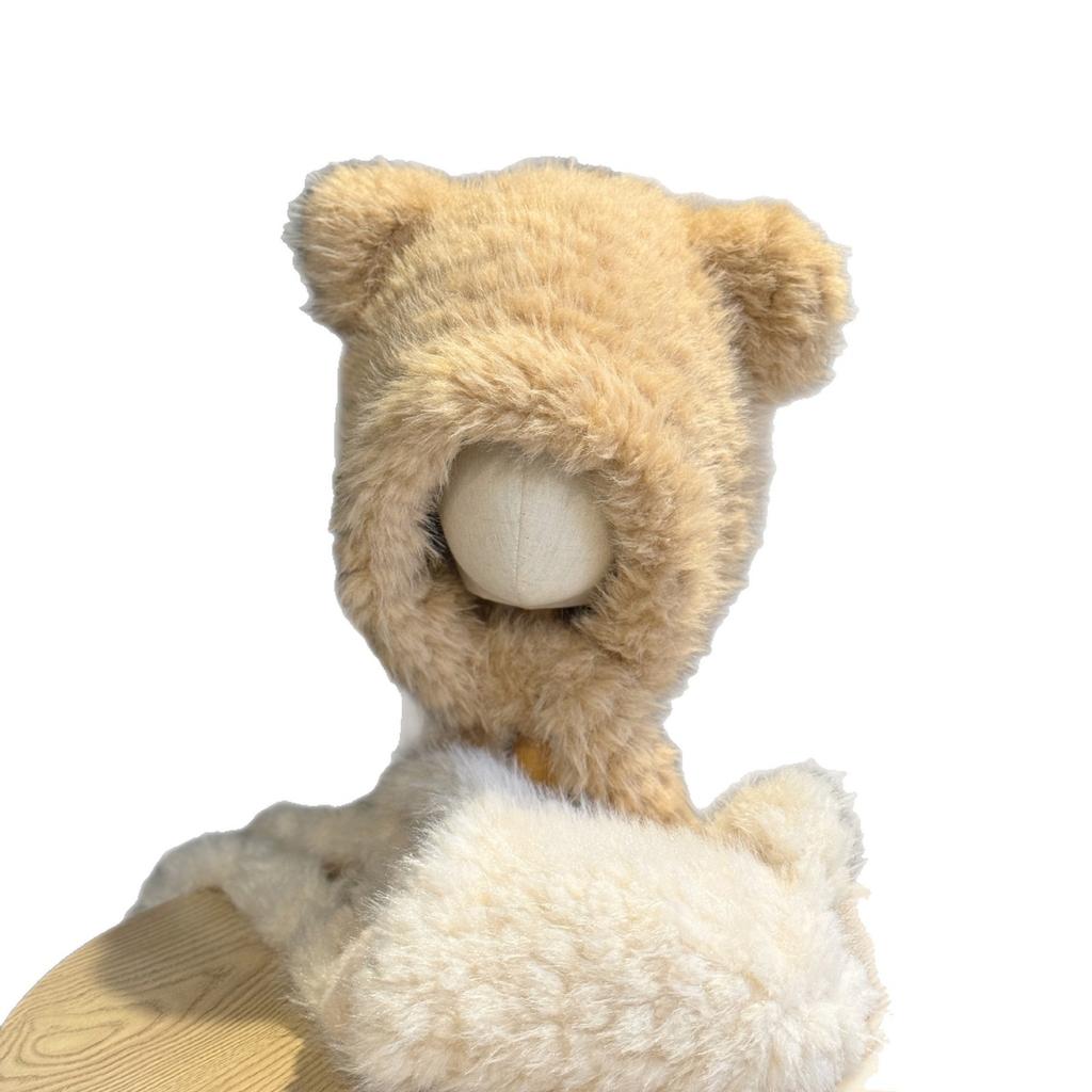 New cute bear ear plush hat for women, winter face-slimming plush warm hat, Lei Feng hat