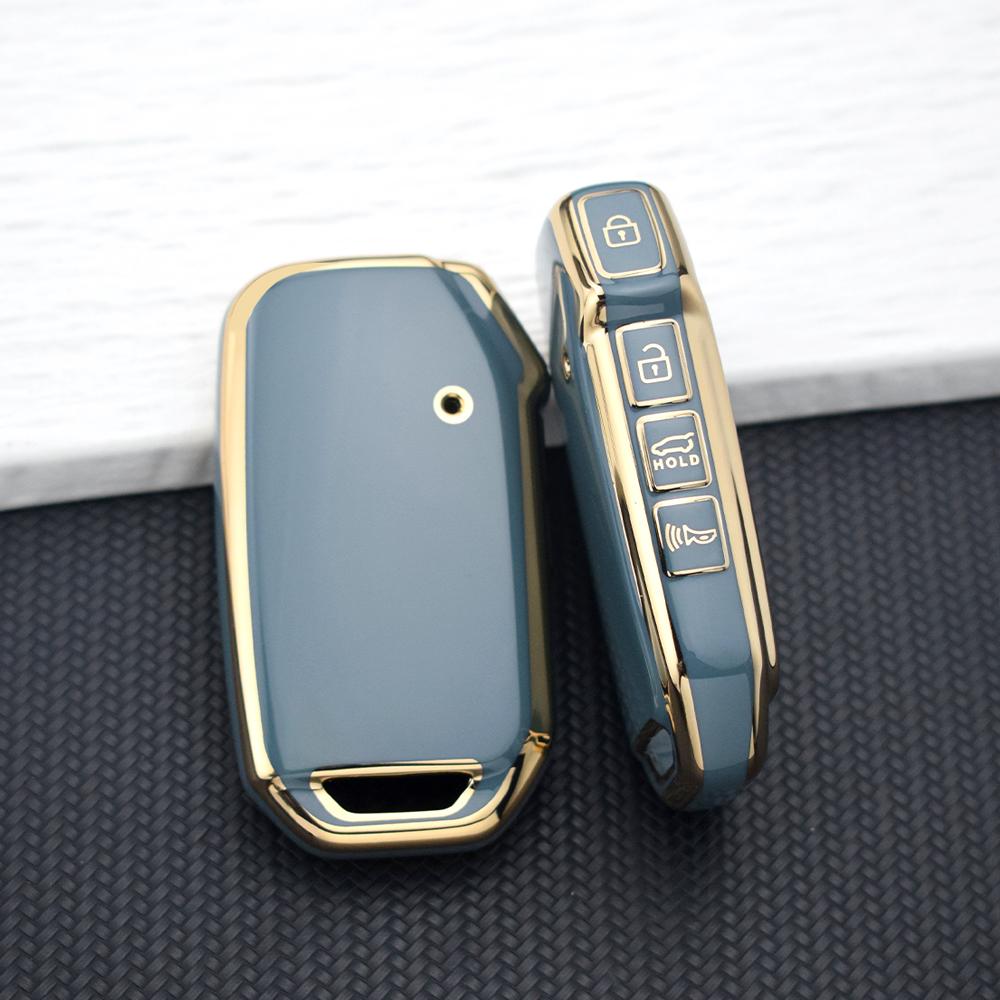 4 Buttons Full Protection TPU Car Key Fob Cover for Kia Sportage K5 K8 Cerato Sorento Soul Ray Telluride - Key Holder Key Chain