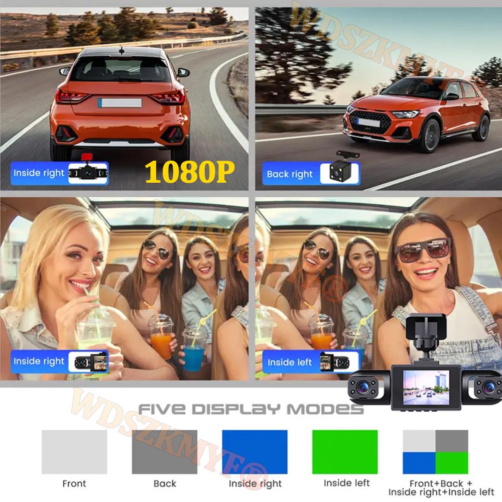 360° Car Dash Cam 4 Channels Video Recorder 1080P Car DVR 3/4 lens Front inside optional Rear View Night Vision Black Box