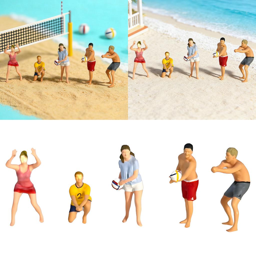 1:64 Scale Hand Painted Resin Collectible Figure Miniature Model Accessories Realistic Beach Volley Figure Model Gift