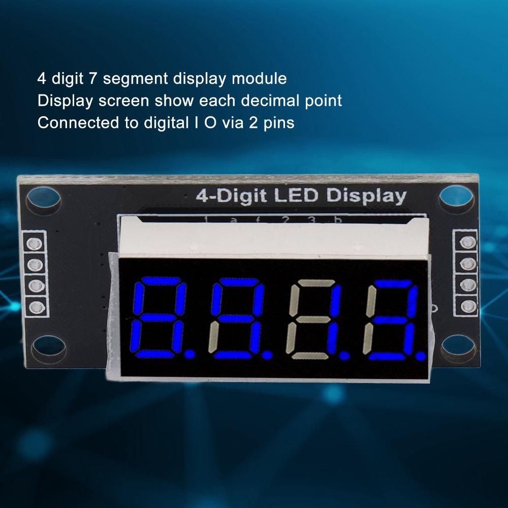 0.36 Inch Digital Tube Display Module TM1637 Drive Chip with Pin Header LED Segment Display 4 Digit 7 Segment Blue