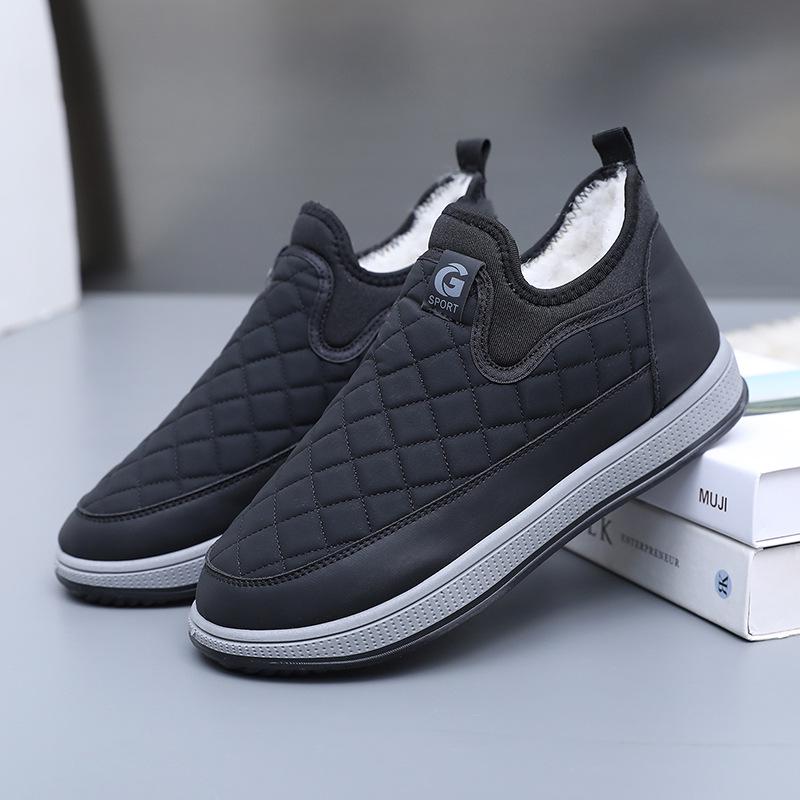 Men's Slip-On Non-Slip Snow Boots - Insulated, Warm Cotton Shoes for Middle-Aged & Elderly