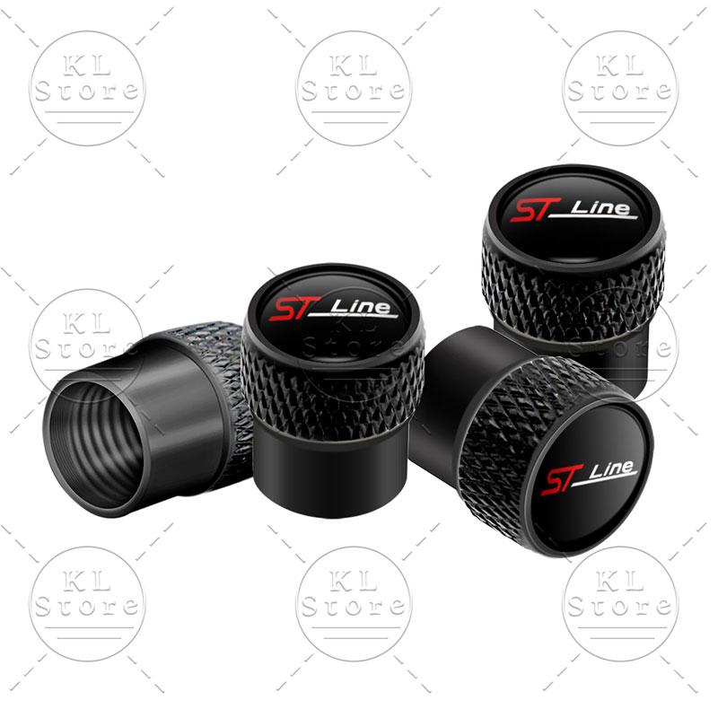 4Pcs Auto Exterior ST Line Logo Metal Wheel Tire Valve Caps Stem Case Dust Covers For Ford Focus Mk3 Mk5 Fiesta Ecosport Mondeo