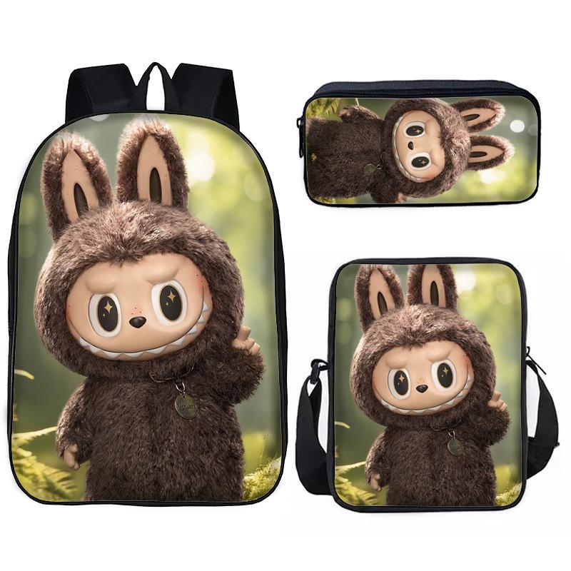 School Bag Pin Pattern Primary and Secondary School Students Meal Bag Pencil Bag Three-piece Set