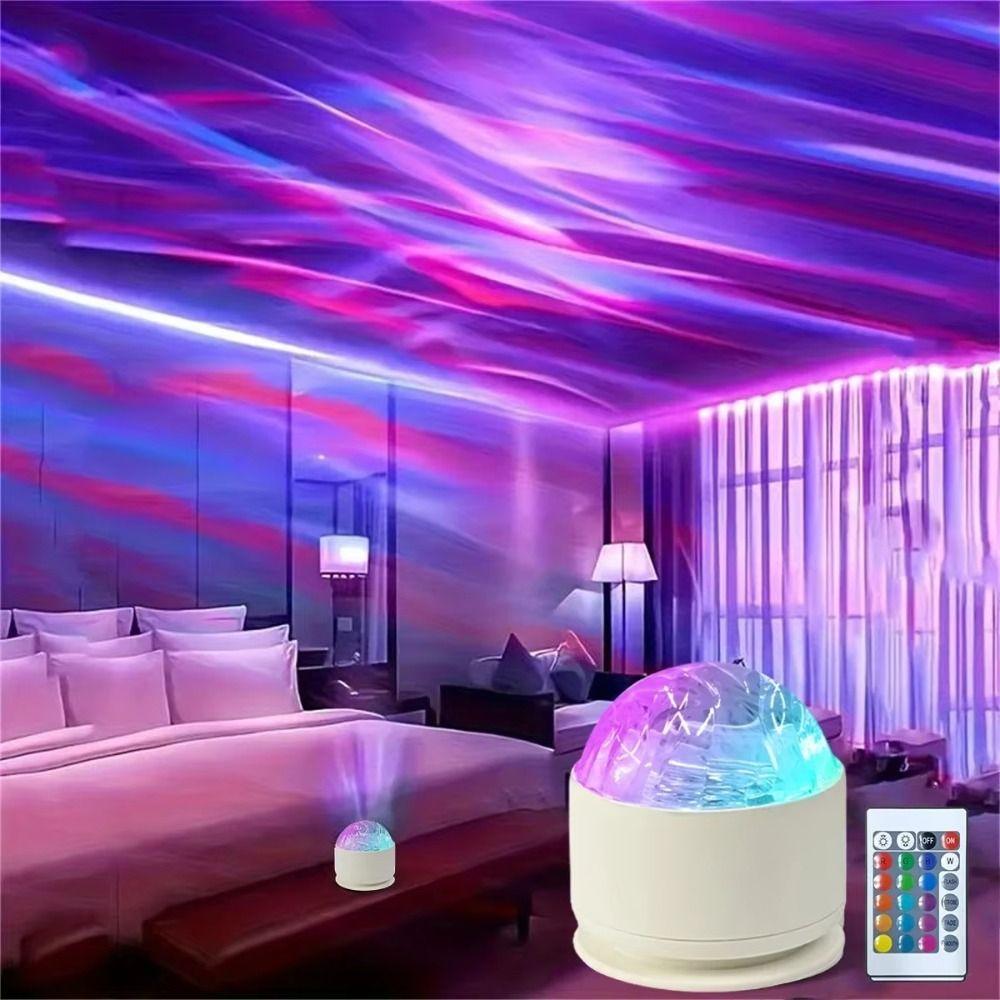 LED Light Starlight Projector USB Powered Colorful Light Northern Lights Projector Water Ripple Effect Iridescent Light