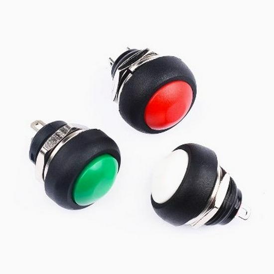 PBS-33B Waterproof 12mm Momentary Power Button Switch - Self-Resetting, No-Lock, Round Design