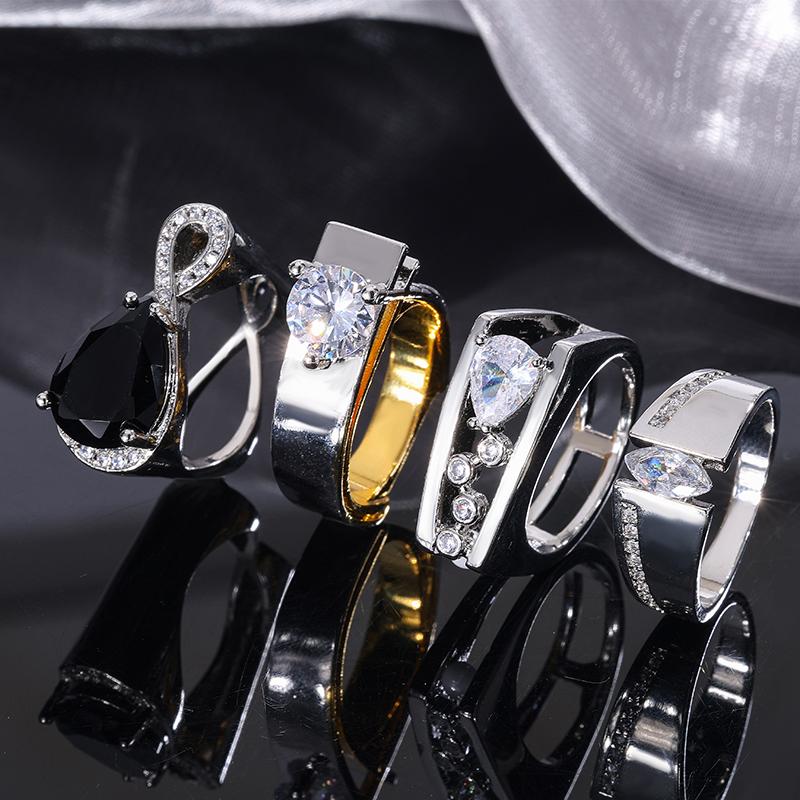 Elegant 925 Silver Plated Geometry Ring Inlaid with Dazzling Rhinestone Luxurious Party Birthday Jewelry Gift