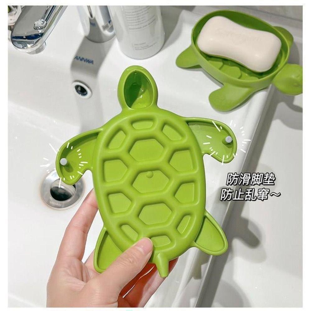 Plastic Turtles Shape Soap Box Cute Soap Holder Creative Drain Soap Holder Box Sink