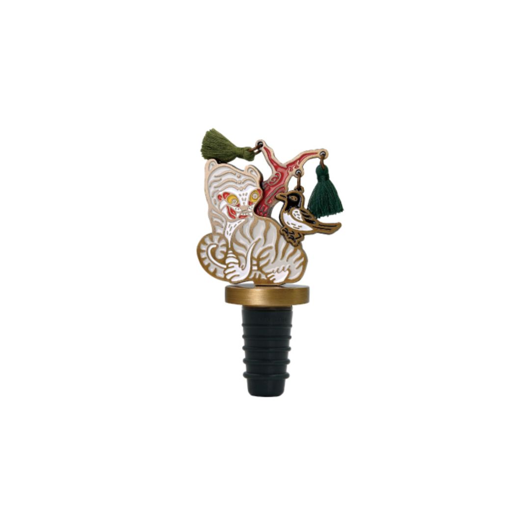 mimidar Magpie and Tiger Wine Stopper White