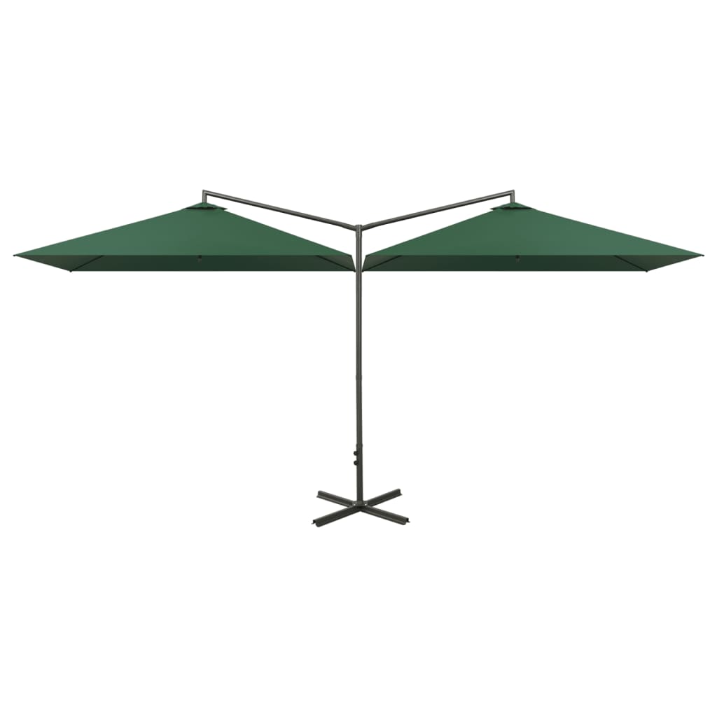 Double Cantilever Sun Umbrella with Steel Pole 600 x 300 cm Green