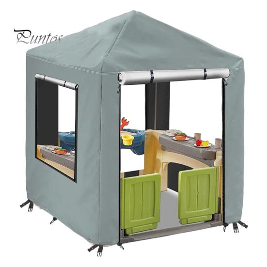 

Чохол для ігрового будиночка для дітей на відкритому повітрі з вікном на блискавці, водонепроникний, стійкий до УФ-променів, простий монтаж, захисний чохол для ігрового будиночка сірий