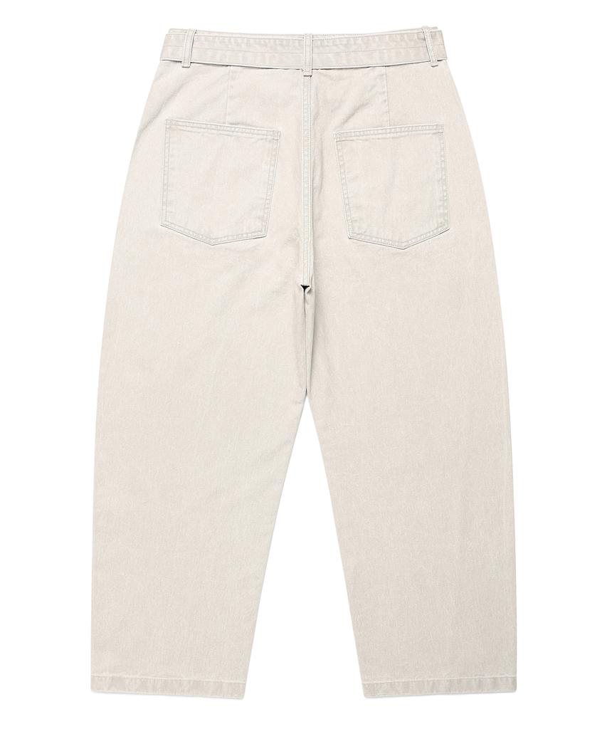 PRAIRIE Washed Curved Belt Pants (Light Gray)