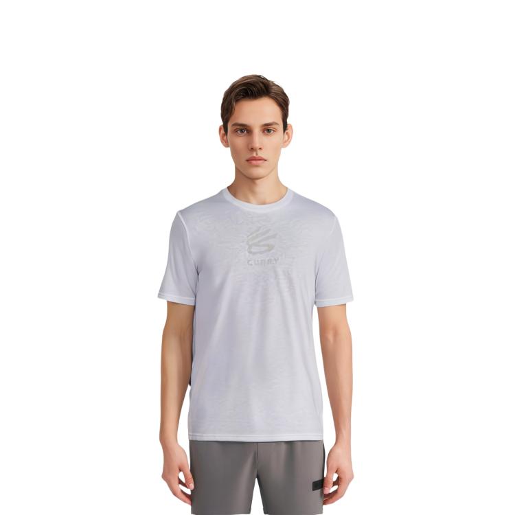 Under Armour Curry T Shirts Men's White Crew Neck Moderate 1357001-100