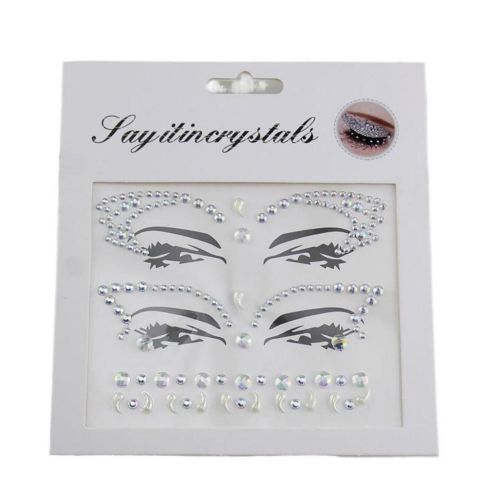Fashion 3D Face Tattoo Crystal Sticker Fake Tattoo Temporary Tattoo Sticker  Girls
