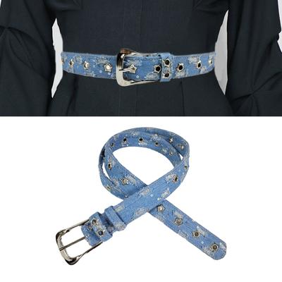Fashionable Star Charm Punk Belt Men's Women's Jeans Waist Band with Metal Buckle for Music Festivals Street Show