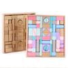 Set di mattoncini in legno con custodia. Giocattoli in legno per bambini. Mattoncini assemblati. Primi giocattoli educativi per bambini