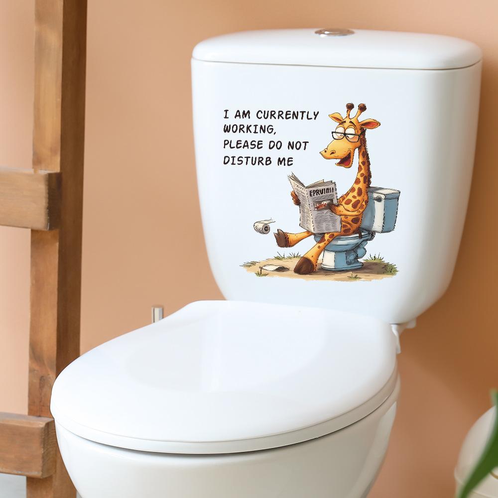 The Giraffe Toilet Sticker Decorative Sticker for Reading Newspapers While Using The Toilet Can Be Removed