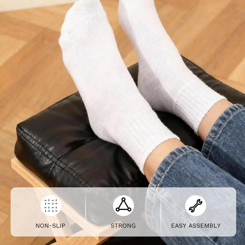 Non-Slip Base Solid Wood Footrest Natural Solid Wood Office Foot Stool Gaming Setup