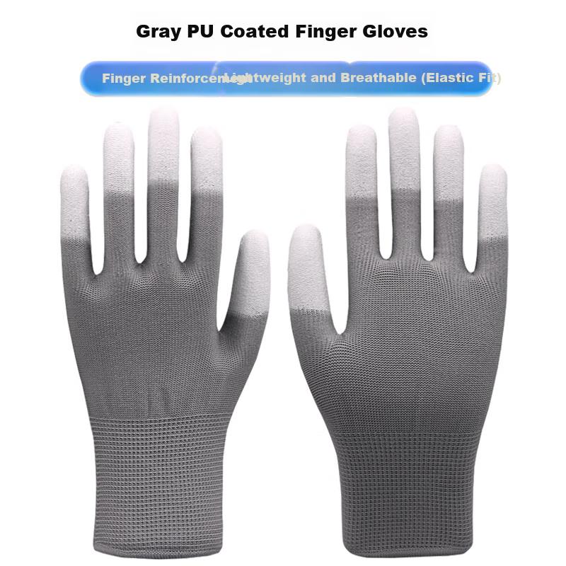 Gray PU Wear-Resistant Coated Nylon Yarn Labor Gloves, Dirt-Resistant, Abrasion-Resistant for Dry Work, PU518 Gray/12 Pairs/L
