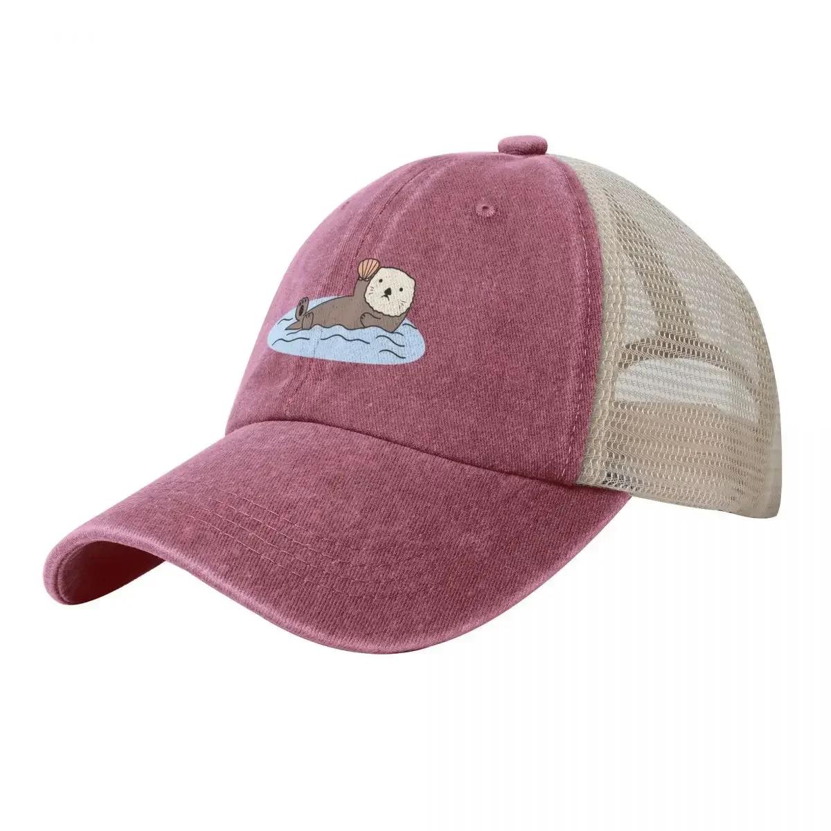 Cute Sea Otter Cowboy Mesh Baseball Cap Golf Wear F Sun Hat For Children For Unisex Womens