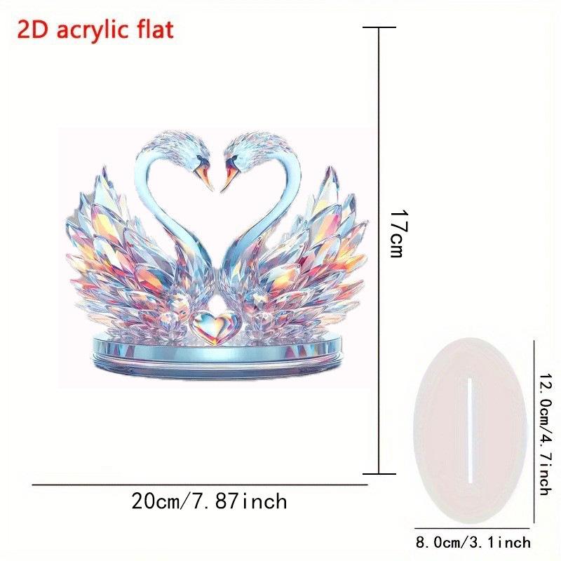 Crystal Swan Figurine with Base - Elegant Acrylic Desktop Ornament
