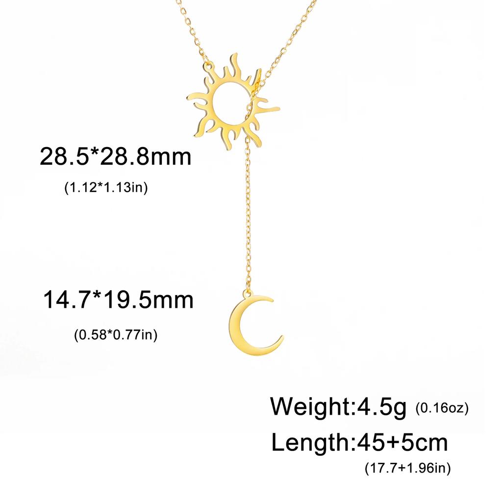 Sun Moon Pendant Necklace Women Fashion Stainless Steel Clavicle Chain Jewelry Gift for Friends New Arrival