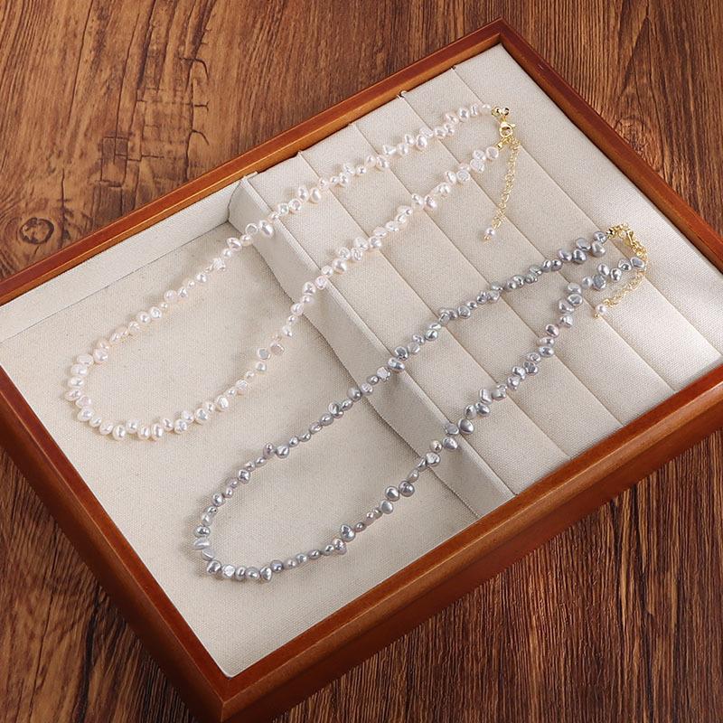 French Retro Natural Freshwater Pearl Necklace Women's Fashion Simple Temperament Neck Chain Sweater Chain Wholesale