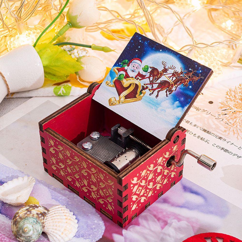 Wooden Hand Crank Music Box Anime Theme Halloween Merry Christmas Decoration Home Christmas Birthday Gift