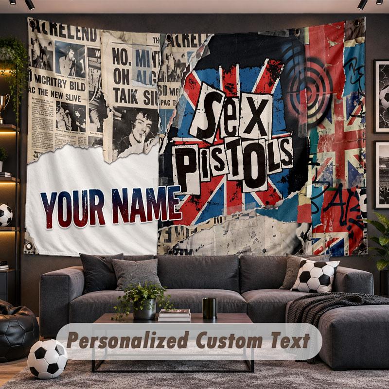 Wall Hanging Tapestry Custom NameSex Pistols Pattern Personalized Printed Fabric Wall Decor