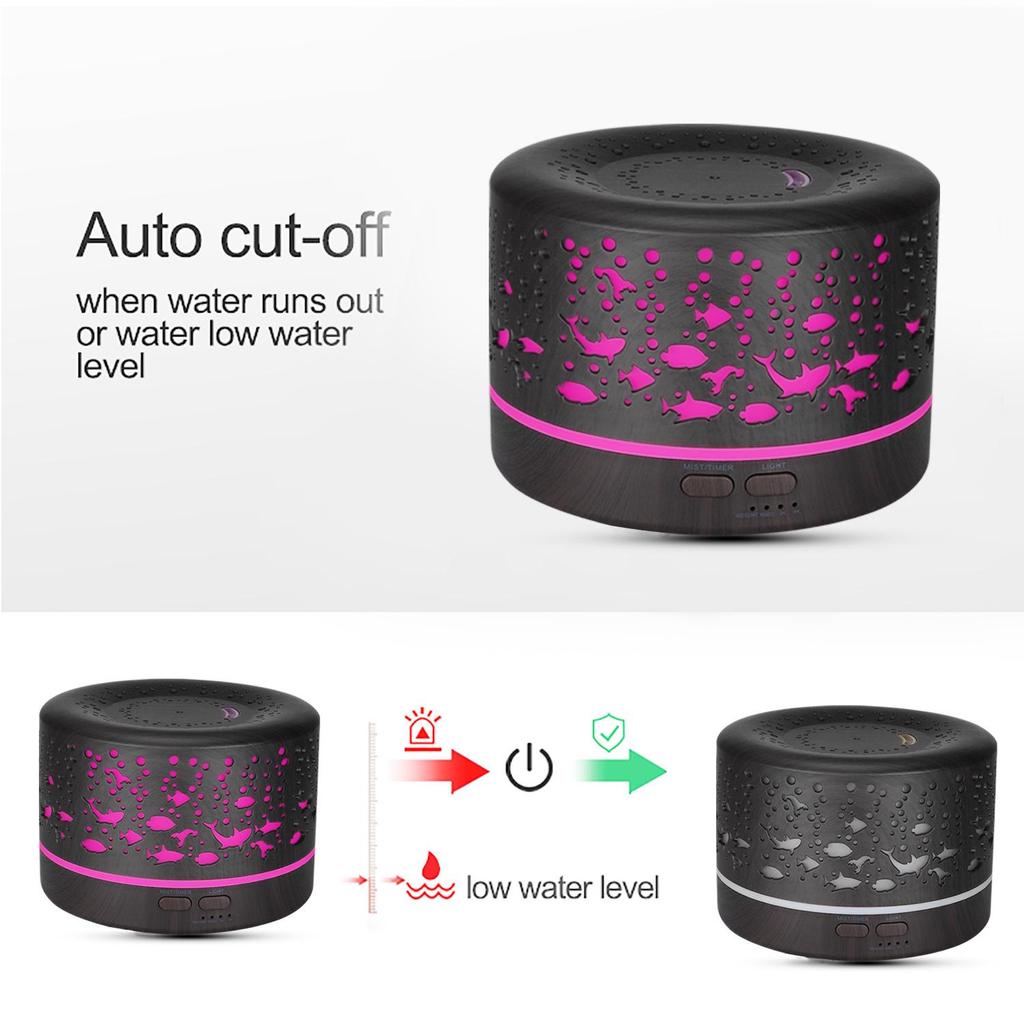 Smart Remote-Controlled Wood Grain Ocean Fish Aroma Diffuser & Humidifier